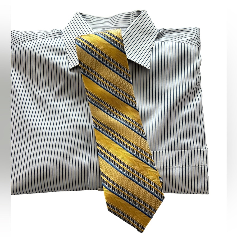 Cremieux Gold Yellow‎ Blue Stripe Tie